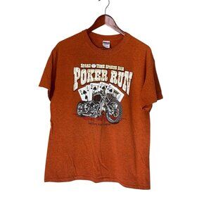 Spare Time Sports Bar Poker Run Orange S/S T-Shirt Men's L Lewisburg WV